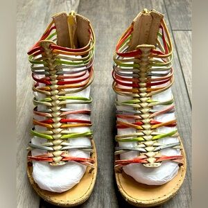 Little girl’s size 13 Very Cherry multicolored metallic gladiator sandals